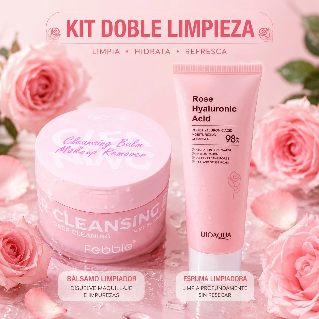 🌹 Kit Doble Limpieza — Bioaqua + Febble