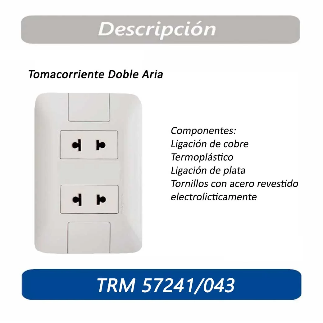 TOMACORRIENTE TRM Doble Blanco ARIA 15-16/250V