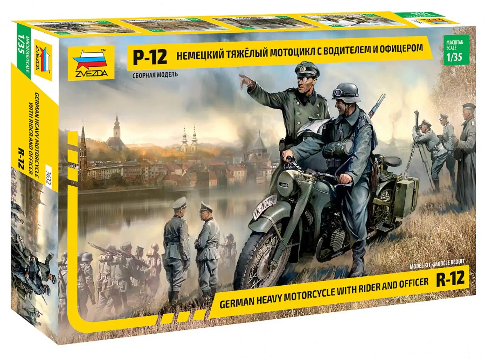 1/35 Zvezda German R-12 Heavy Motorcycle with rider and officer