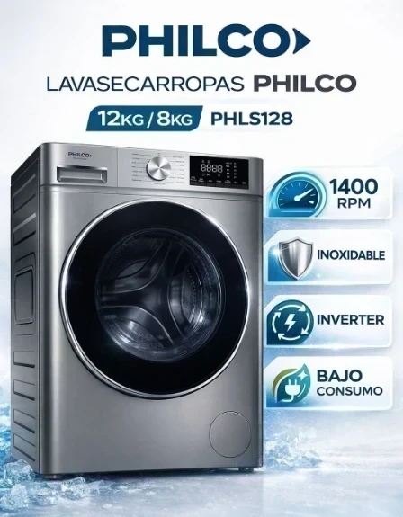 LAVASECARROPAS PHILCO 12KG SILVER INVERTER 