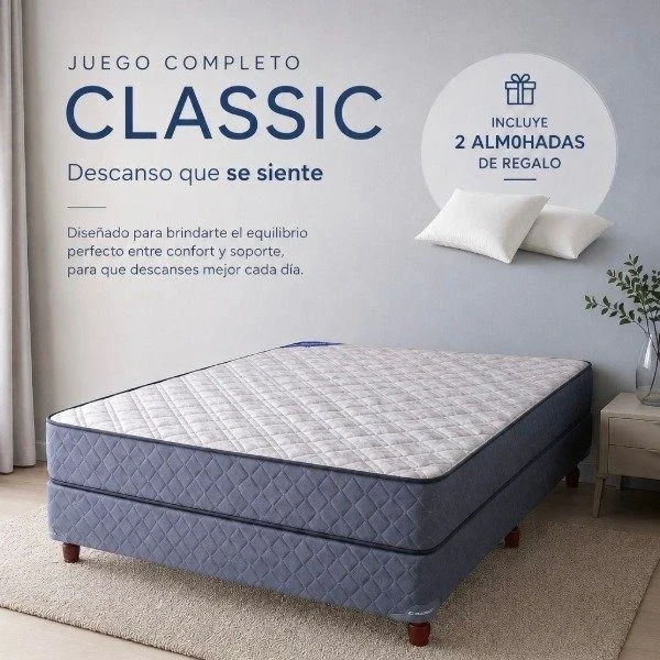 SOMMIER CL ESTELAR CLASSIC 140x190- 20cm Alto + 2 ALMOHADAS DE REGALO