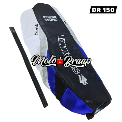 TP DR 150 Forro Tapizado Triangulos negro azul gris cola blanca letrero en medio DW