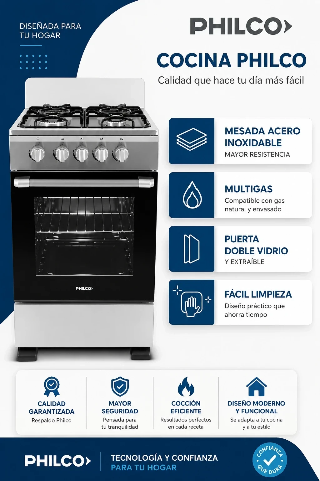 Cocina Philco PHCN50P Inox