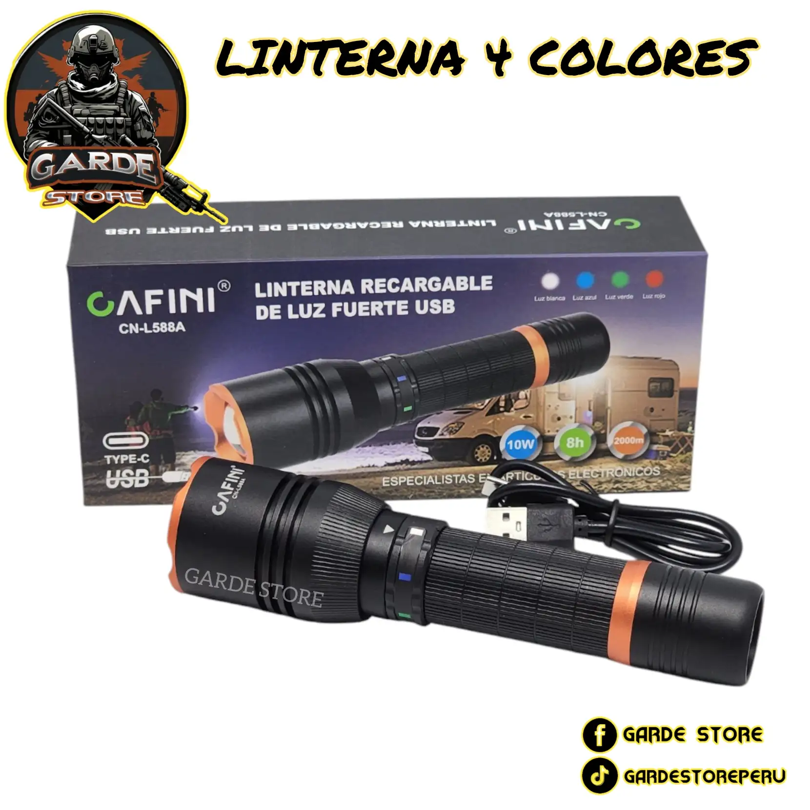 LINTERNA CAZA CAMPING 4 COLORES  3