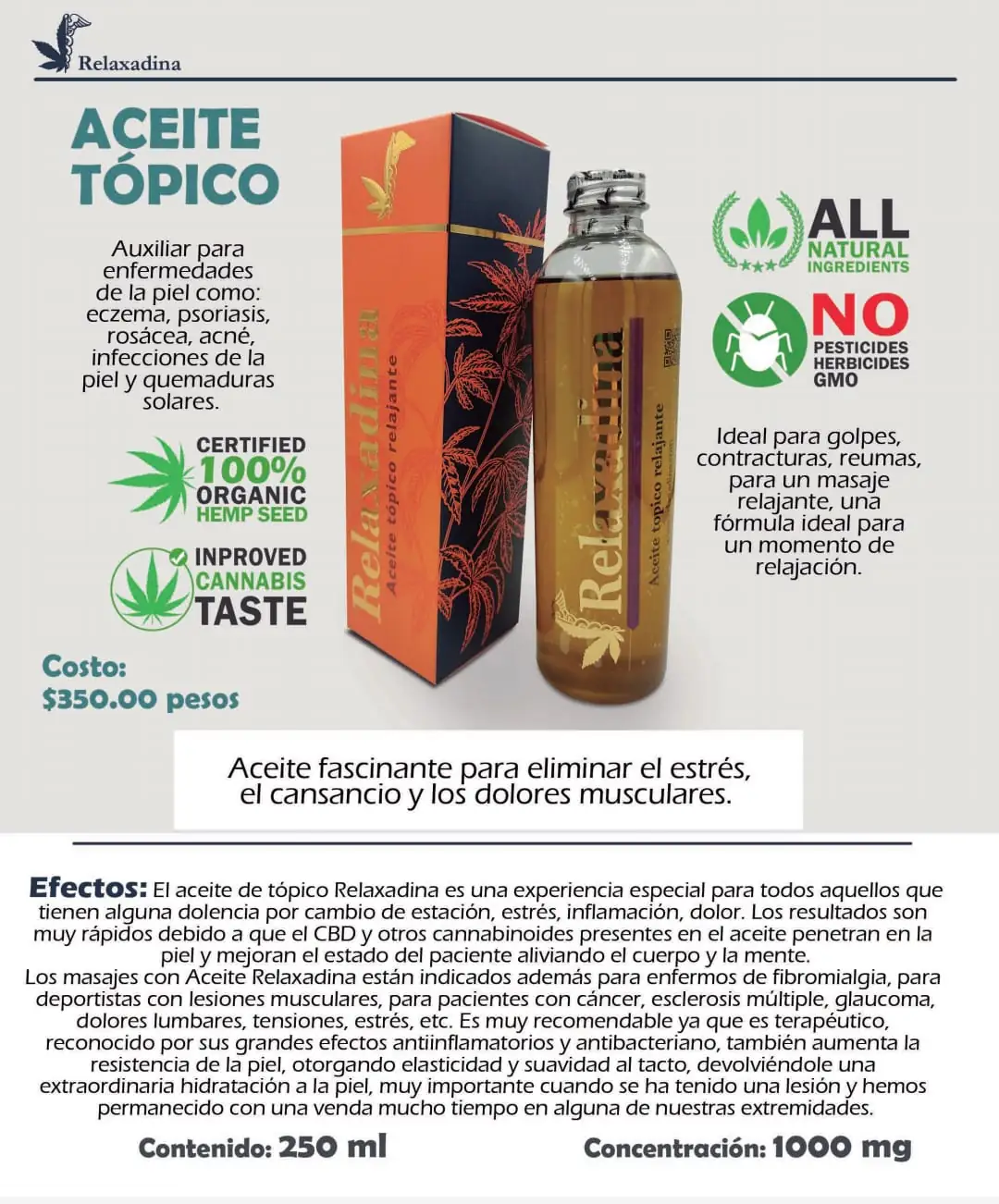 CBD topico para masaje 250 ml  3