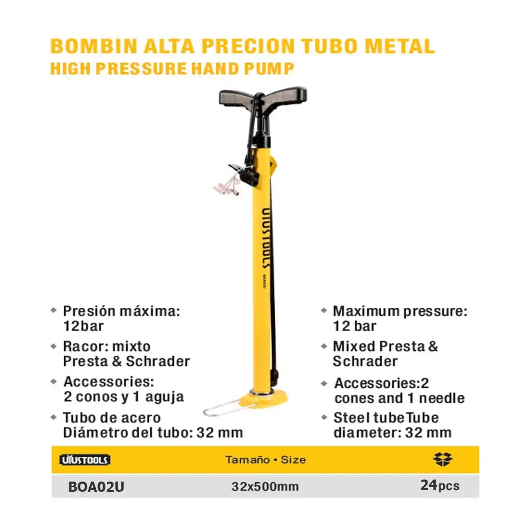 INFLADOR de MANO TUBO Metal amarillo UYUST 32X500