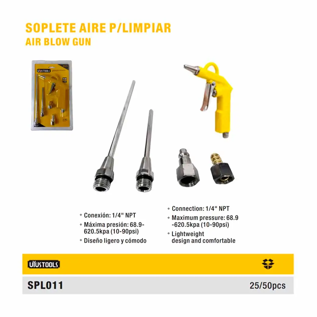PISTOLA AIRE P/Sopletear UYUST 10-90 PSI 5pzs