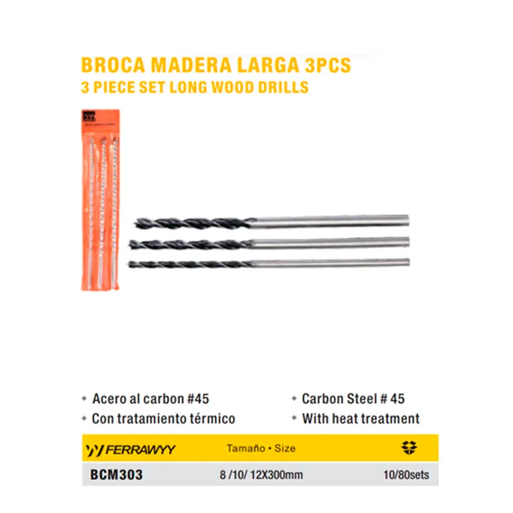 SET BROCA Madera Serpentina 3 pz UYUST 30cm