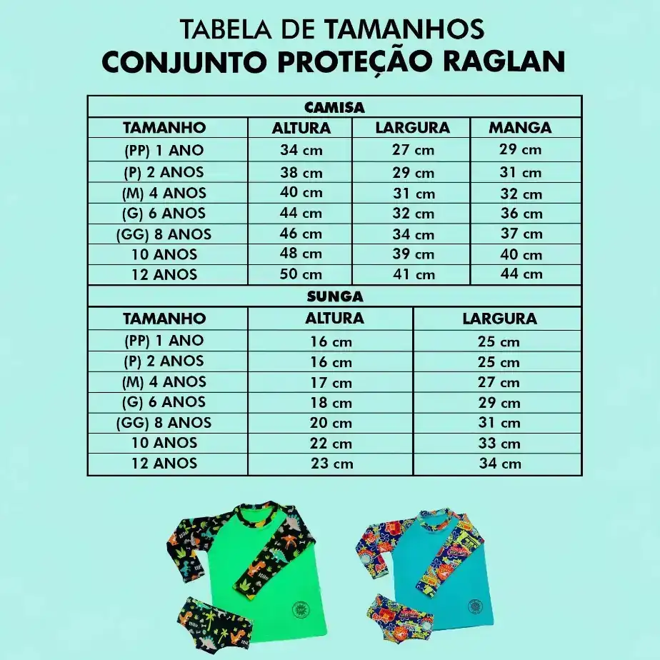 Camisa de proteção Raglan + Sunga Infantil  4