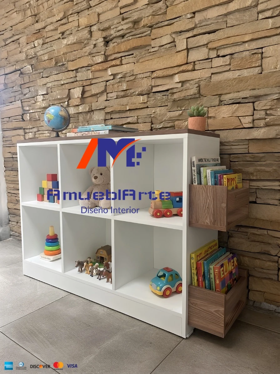 Organizador juguetes con libreros 
