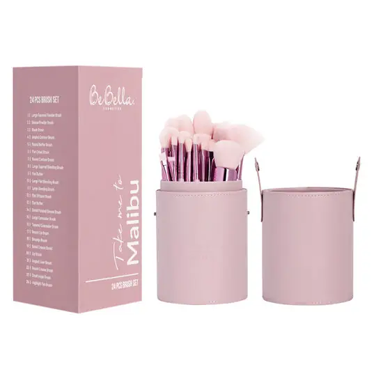 SET PROFESIONAL 24 BROCHAS + ESTUCHE CILINDRO JUMBO MALIBU 
