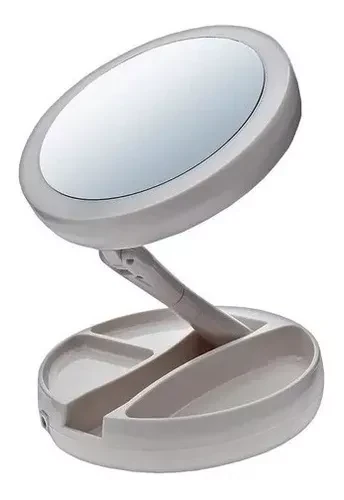 Espejo Aro Maquillaje Doble cara X10 Luz Led Usb Objetos Plegable 7