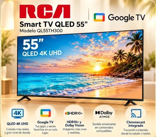 RCA SMART TV QLED 55” 4K UHD *CONSULTA DISPONIBILIDAD CON EL VENDEDOR*