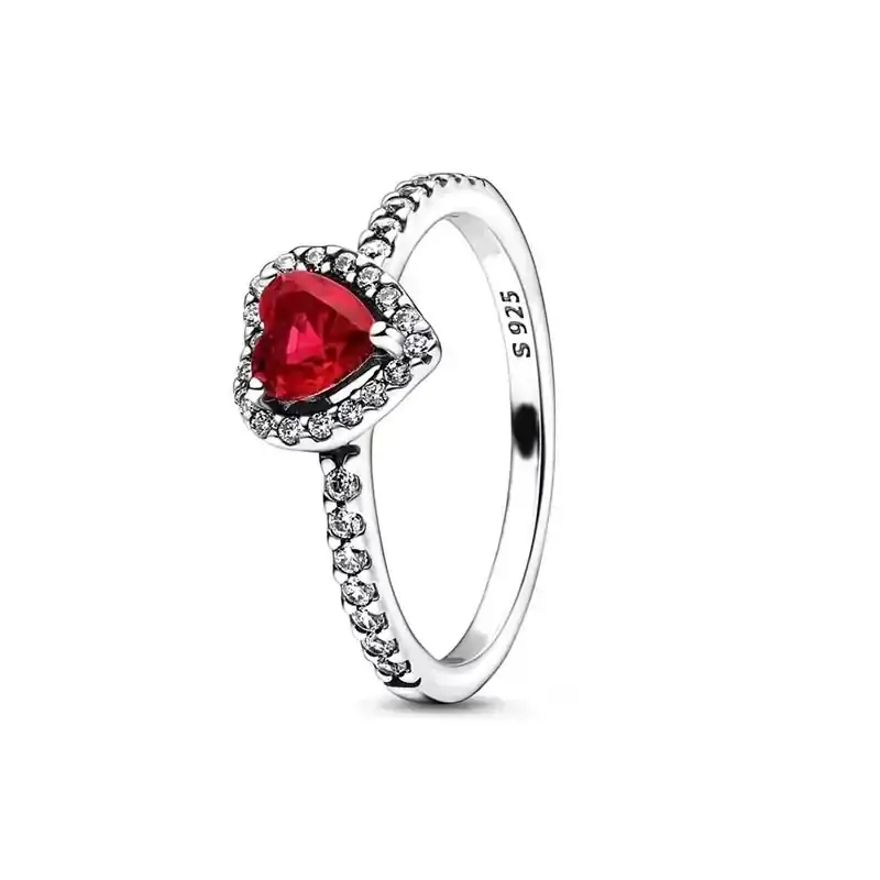 Anillo Relieve Corazón Rojo + Caja de Regalo  3
