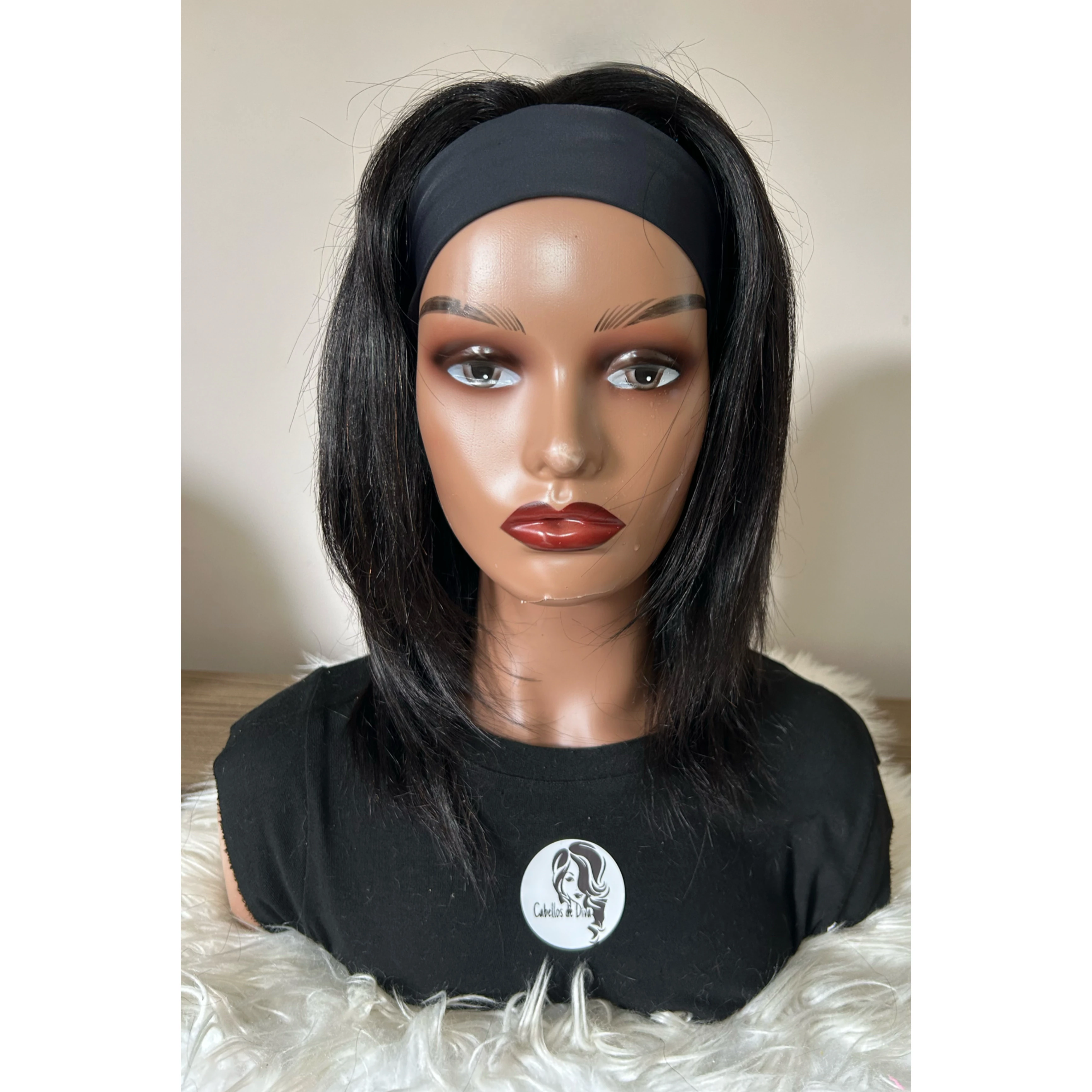 Peluca lisa con diadema 14 pulgadas, 150% densidad 