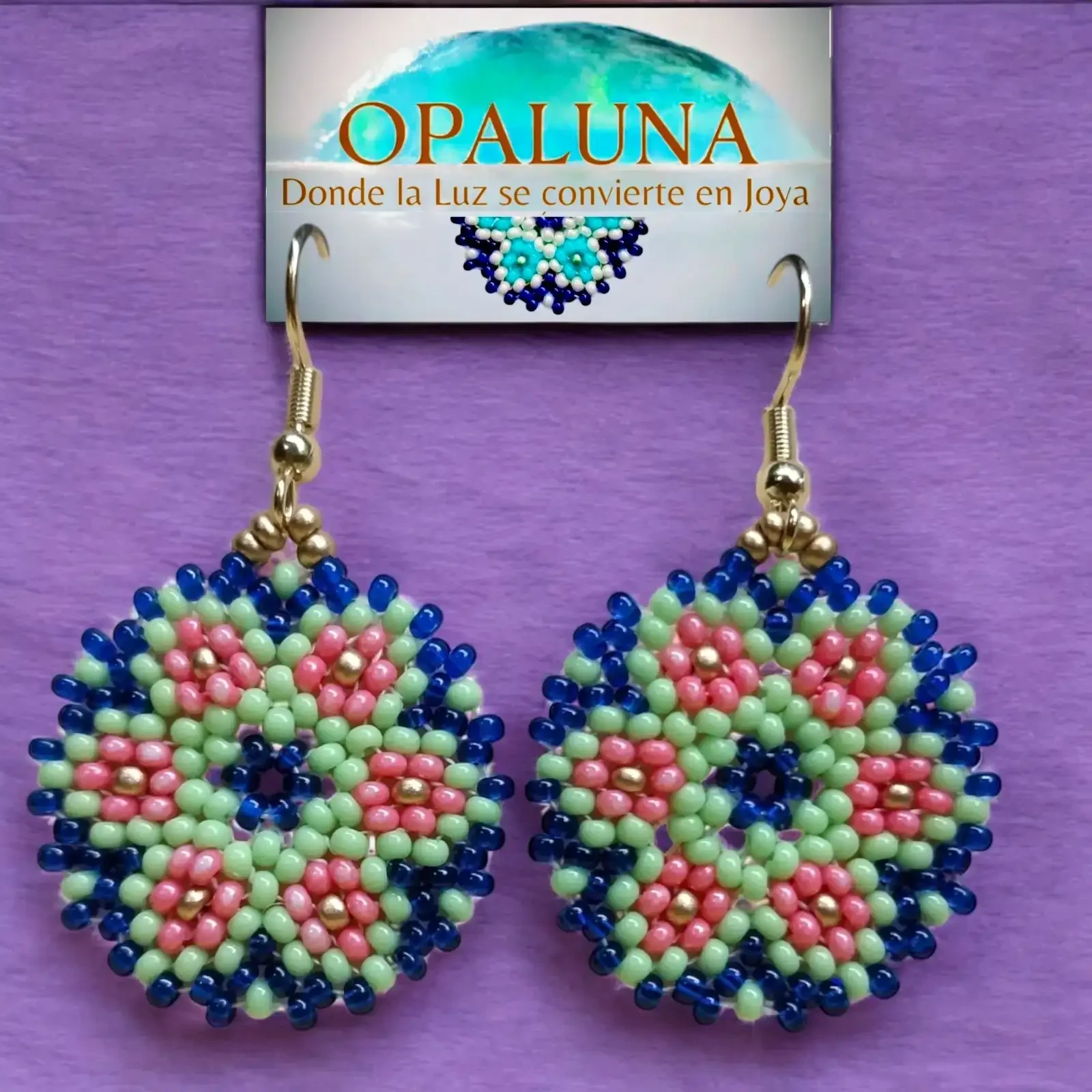 Aretes con Chaquiras Flor