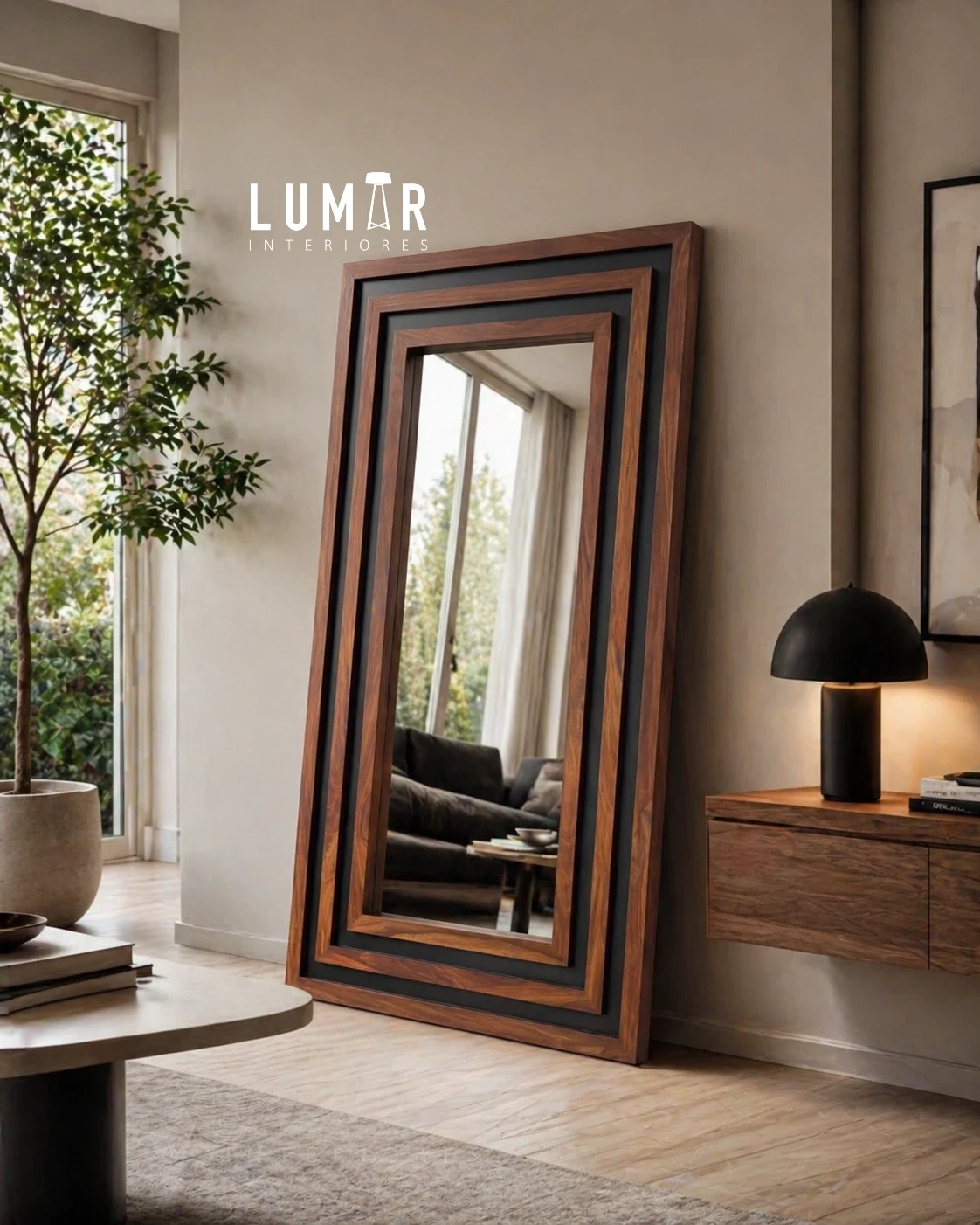 Espejo LINEAL Bitono Madera Parota 6