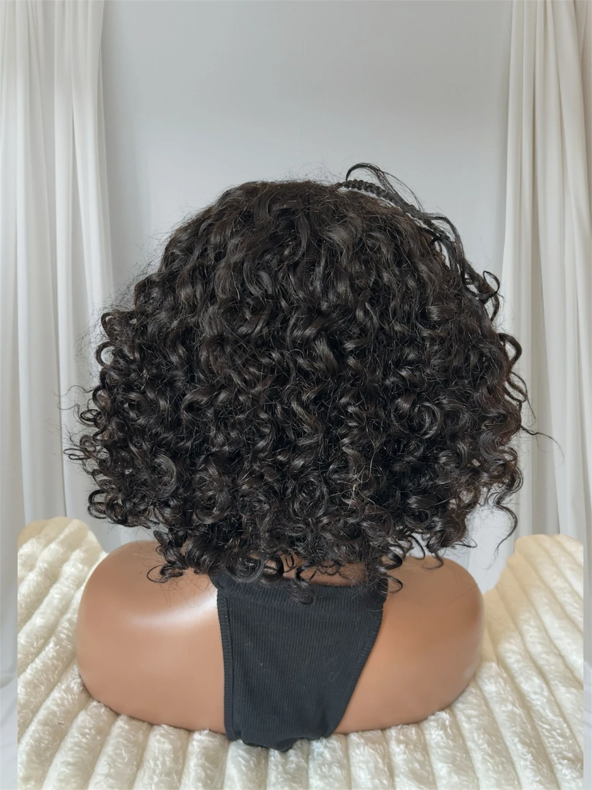 Pelucas de Cabello Humano Rizadas Ondas Profundas Bohemias Trenzadas con Cierre de Encaje 5x5 y Bob  Pelucas Rizadas Ondas Profundas Sin Pegamento de 12 Pulgadas 4