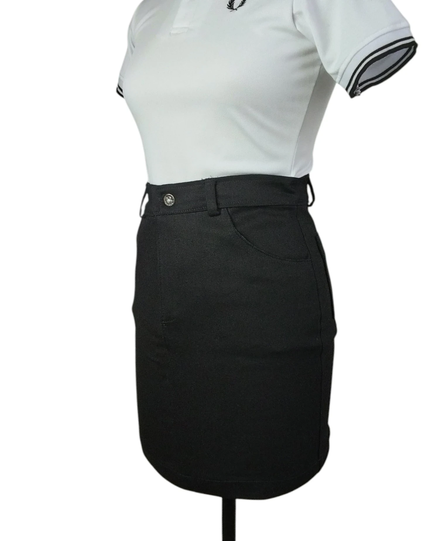 Falda jean licrado negro S 