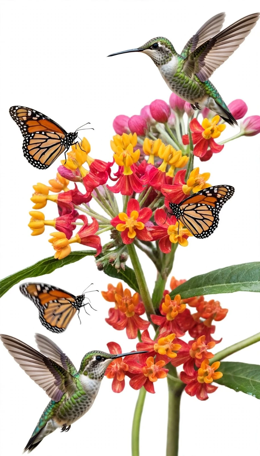 Asclepia atrae mariposas y colibries 3