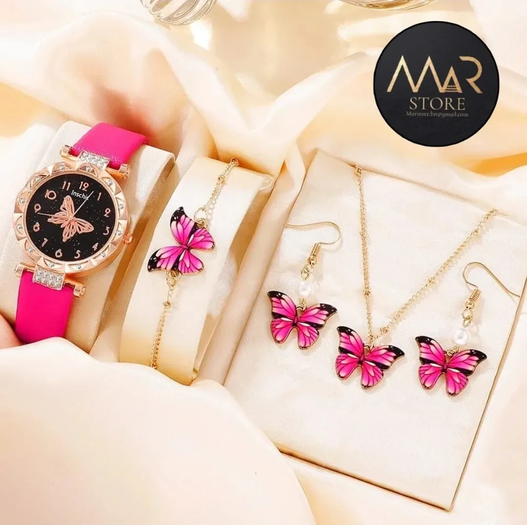 Set reloj, aretes, collar y pulcera de niña