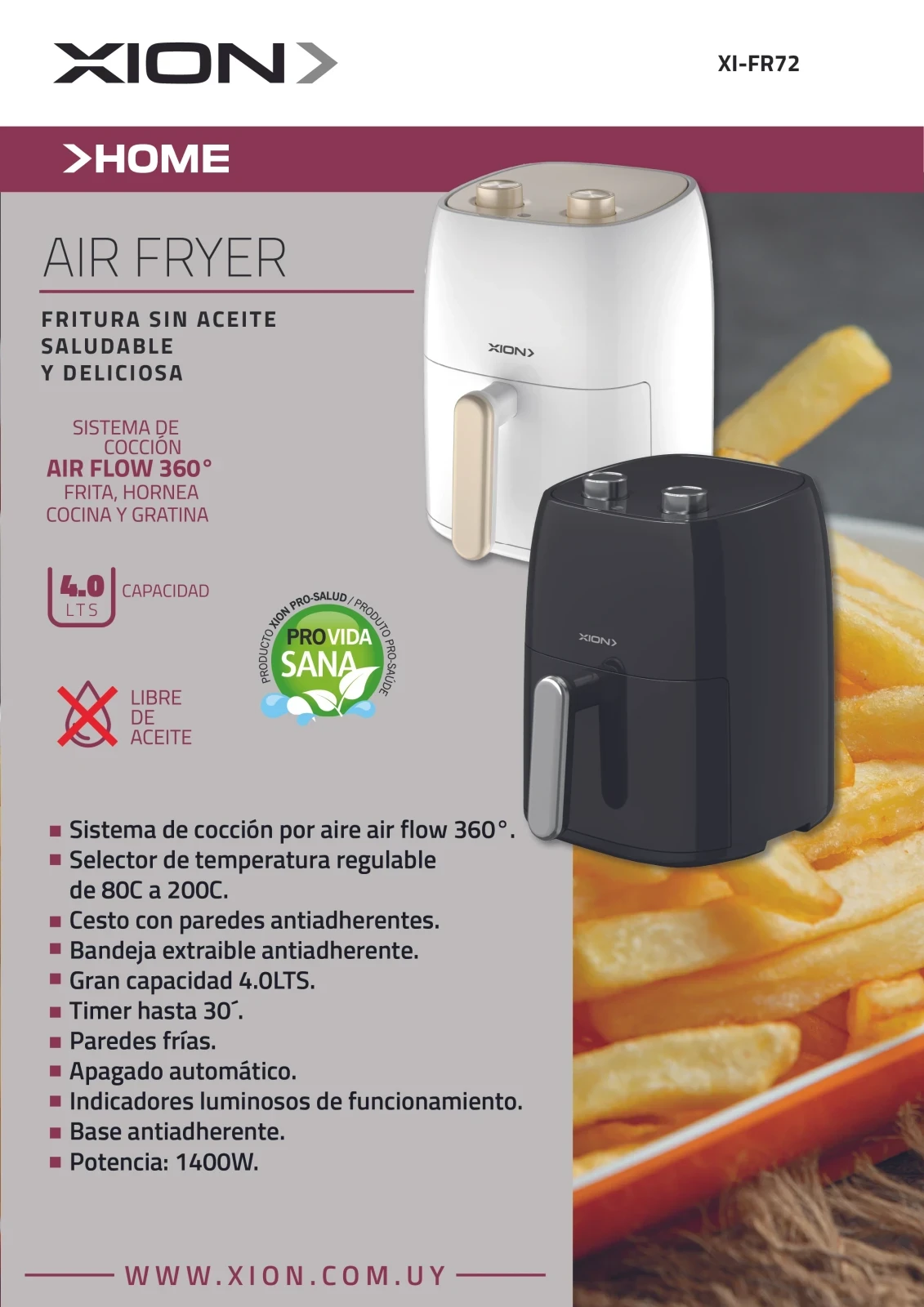 Freidora de Aire 4L 𝙓𝙄𝙊𝙉 2