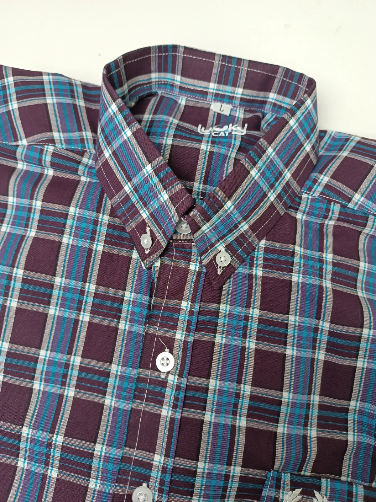Camisa cuadros azules con vinotinto  2