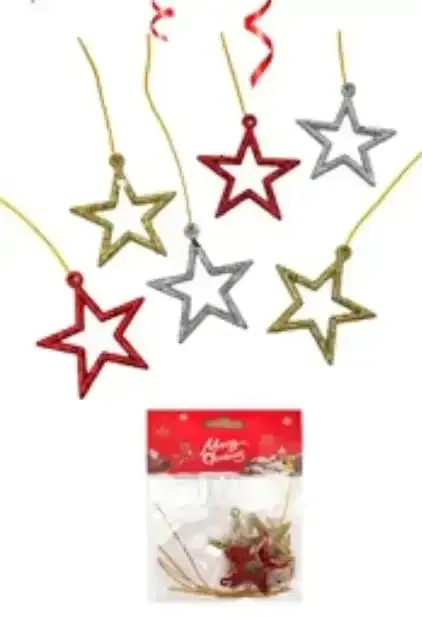 Adorno navideño contorno estrella chica 6 piezas 5cm
