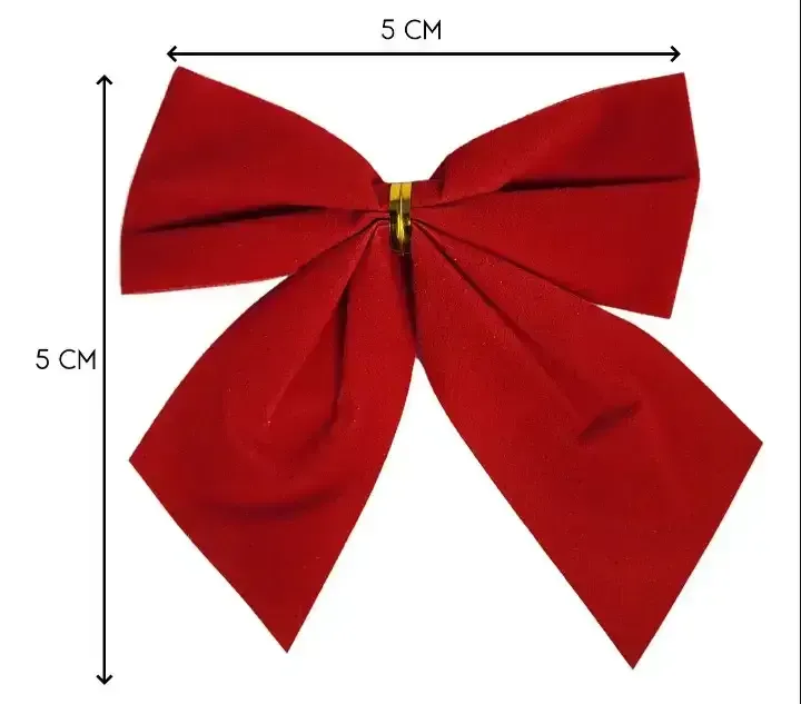 Moño navideño rojo terciopelo 12 piezas 2