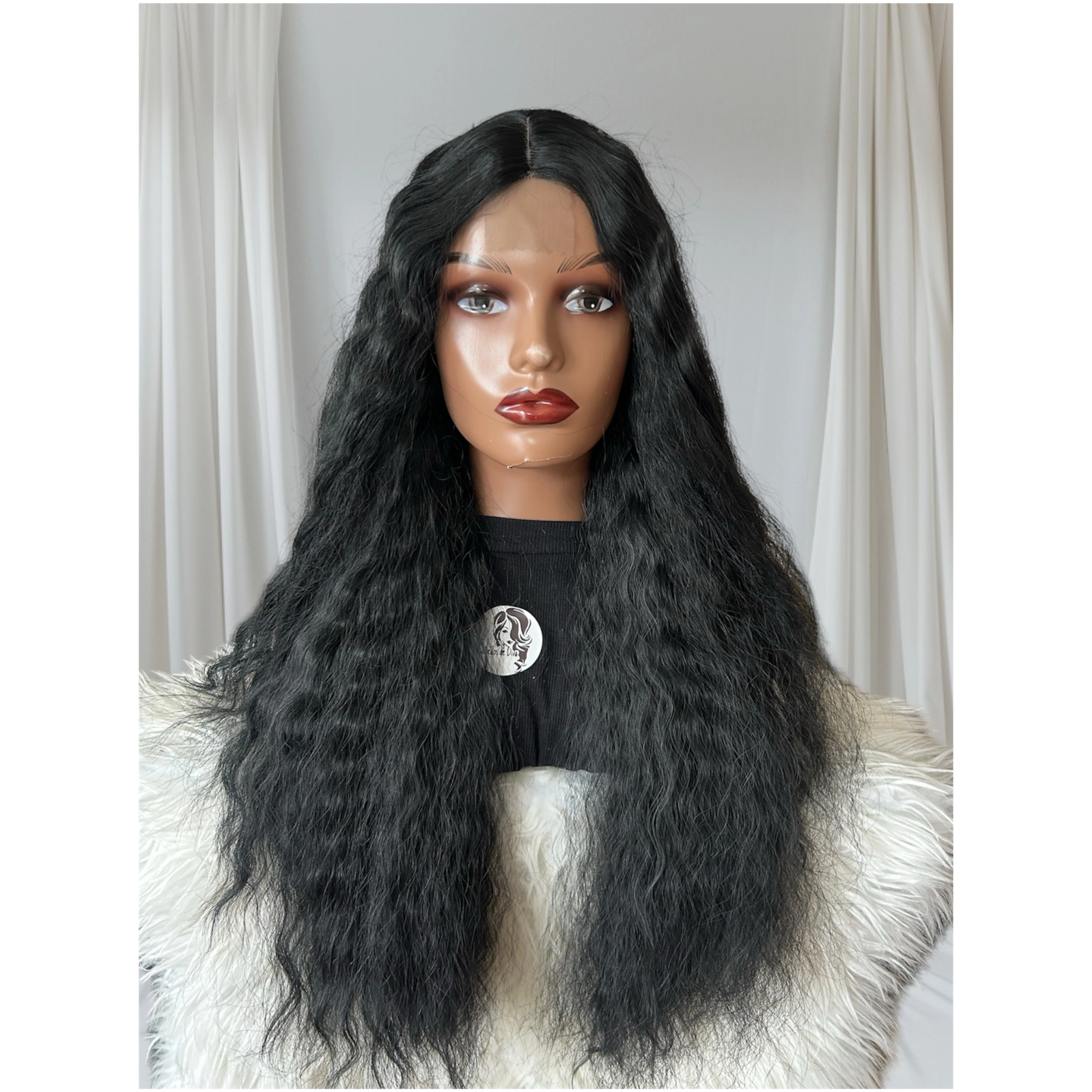 Peluca semi de 26 pulgada rizos ondulado   2