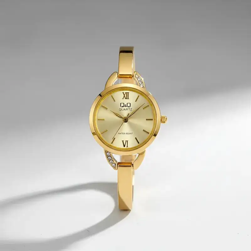 Reloj Q&Q Original Acero Tipo Joyita Dorado Fondo Dorado 2