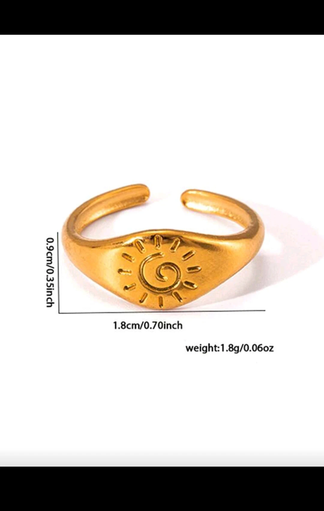 Anillo Unisex/ Diseño de hoja y sol. Ajustable 3