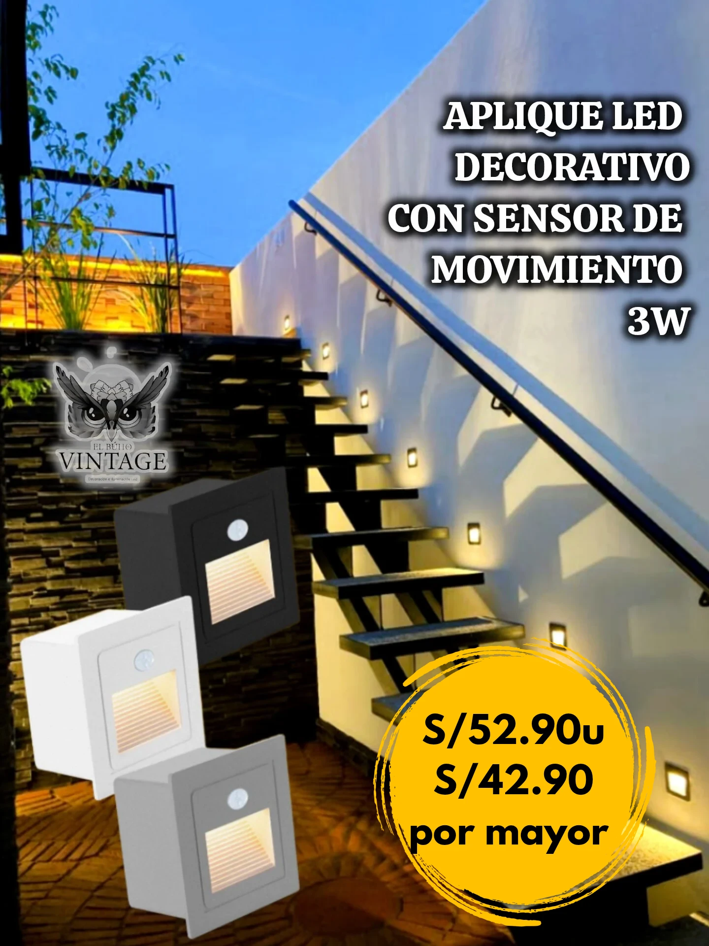 Spot Decorativo para Escalera con Sensor de Movimiento 3w ✨