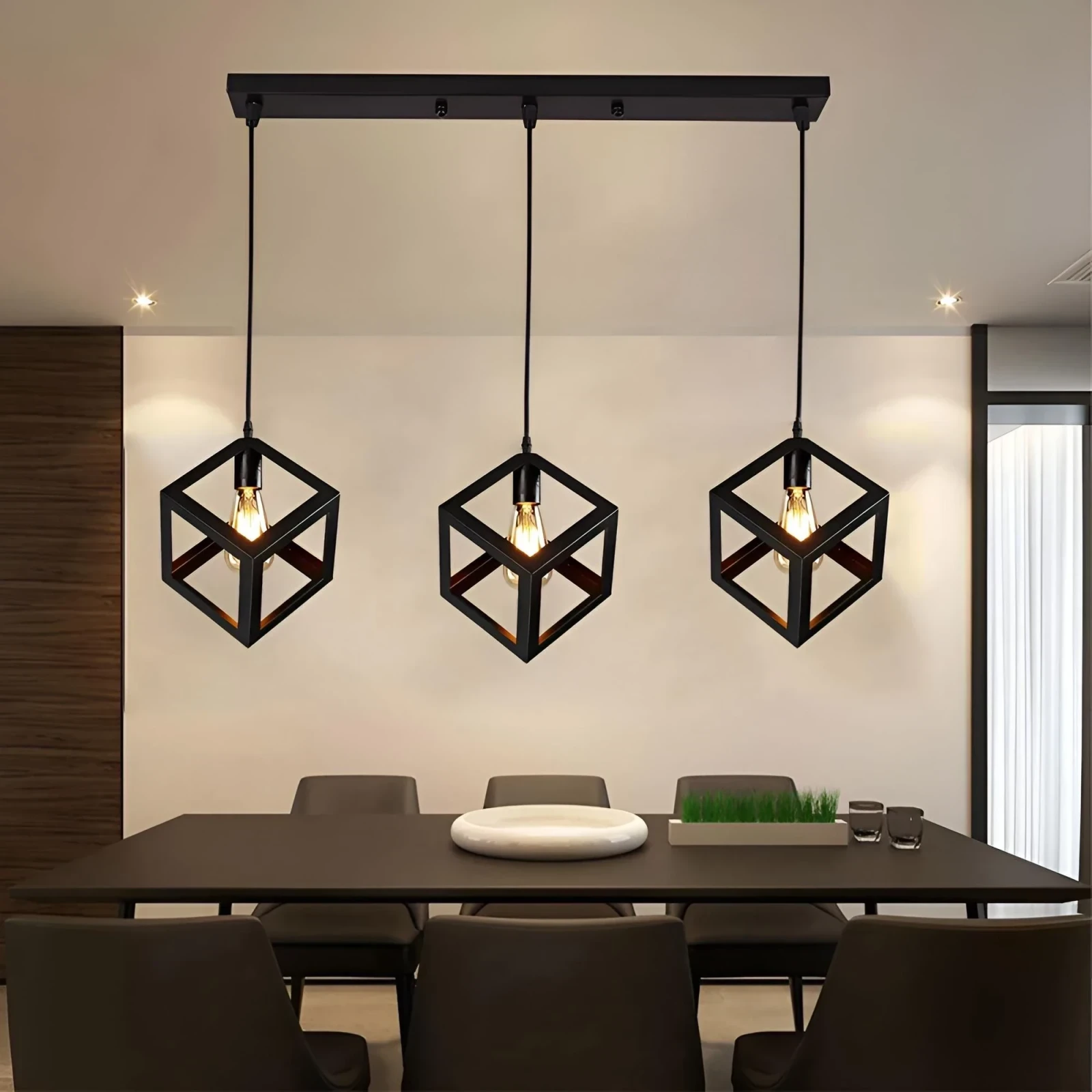 LAMPARA COLGANTE CUBO 3L E27 2