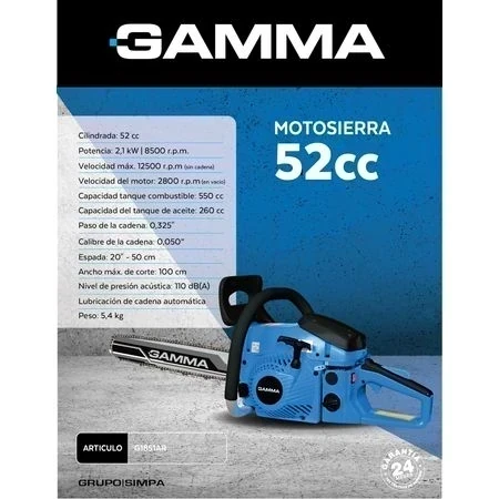 MOTOSIERRA GAMA 52CC