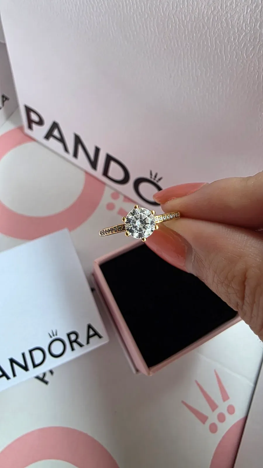 Pandora crown shine gold plated 14k ring