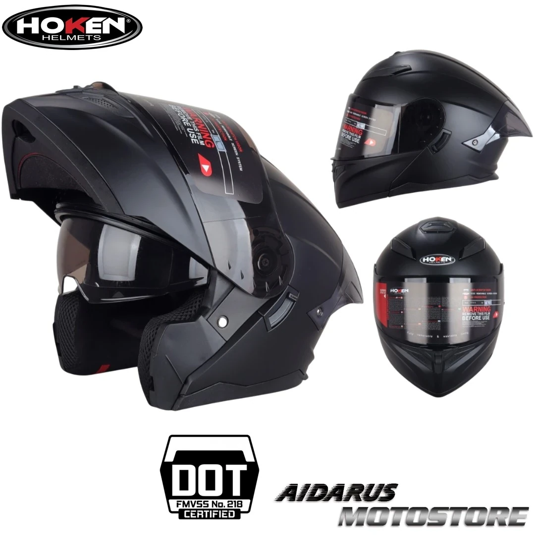CASCO HOKEN FF916 ABATIBLE NEGRO MATE