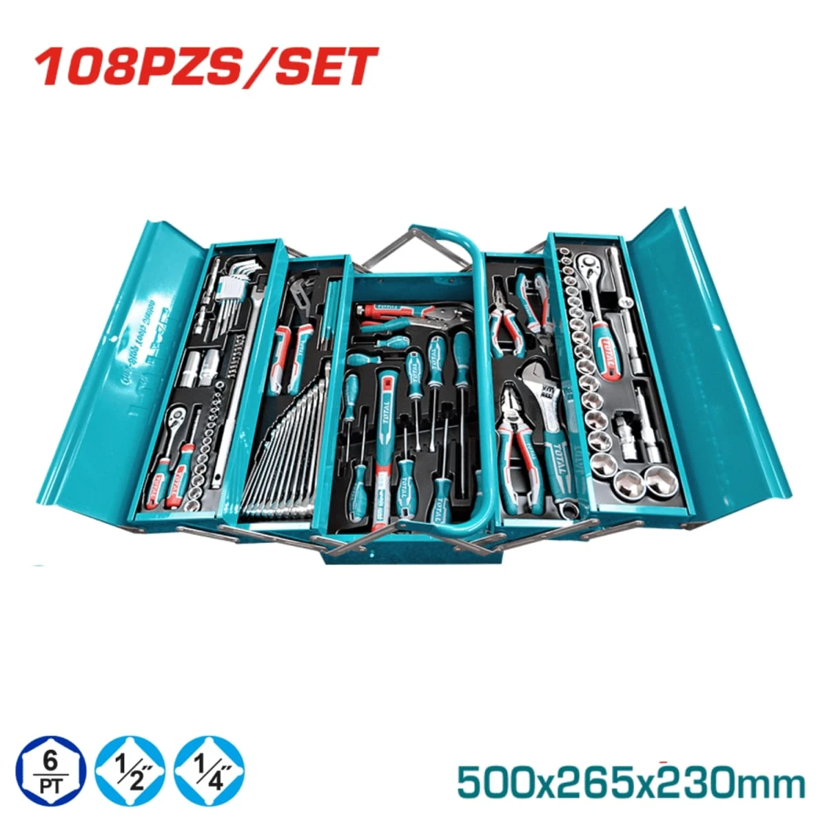 Set de herramientas manuales 108pcs con maletin total