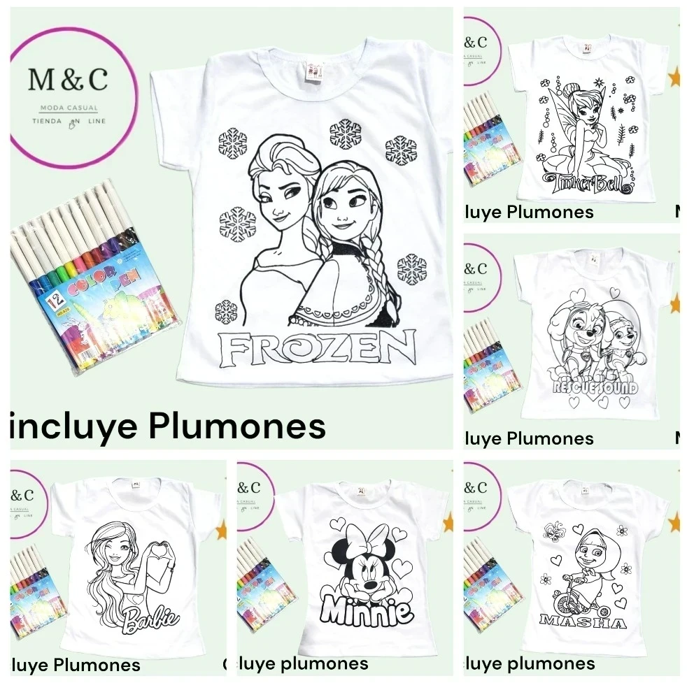 Blusa T-CH con plumones para colorear