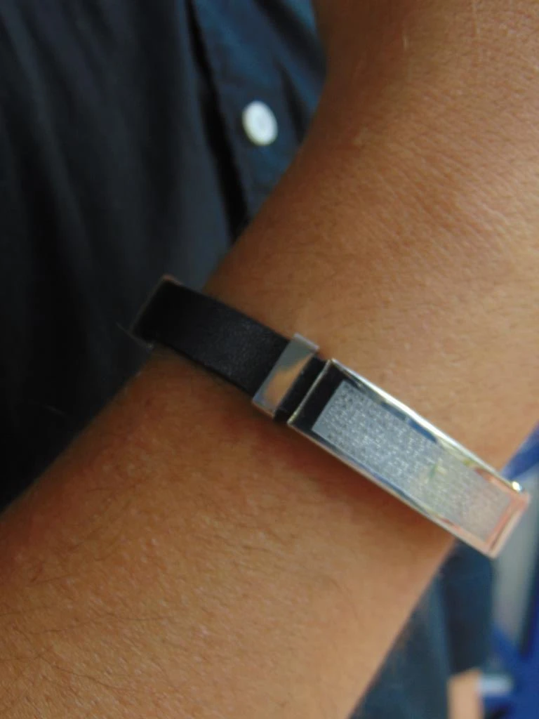 PULSERA ACERO PLATE HOMBRE CUERO DIJE PLACA LISA 3