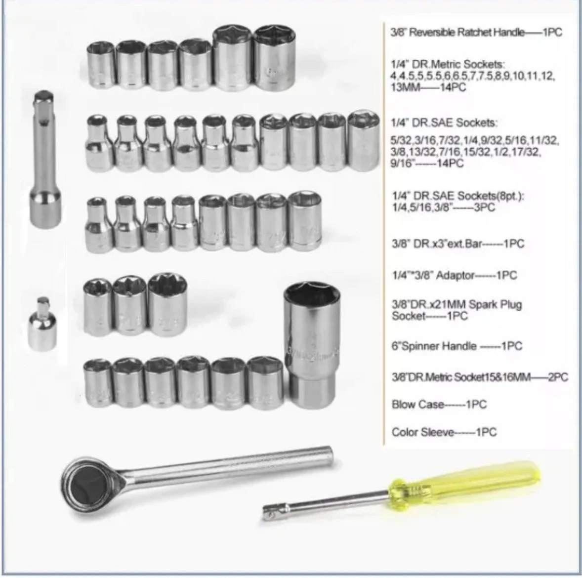 Kit de herramientas. Set de dados y matraca portatil  8