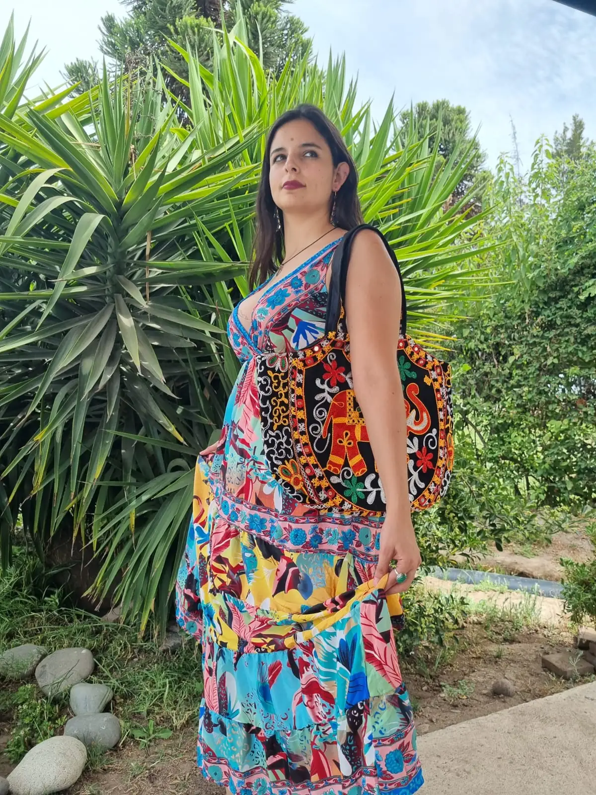 Vestido seda multicolor 