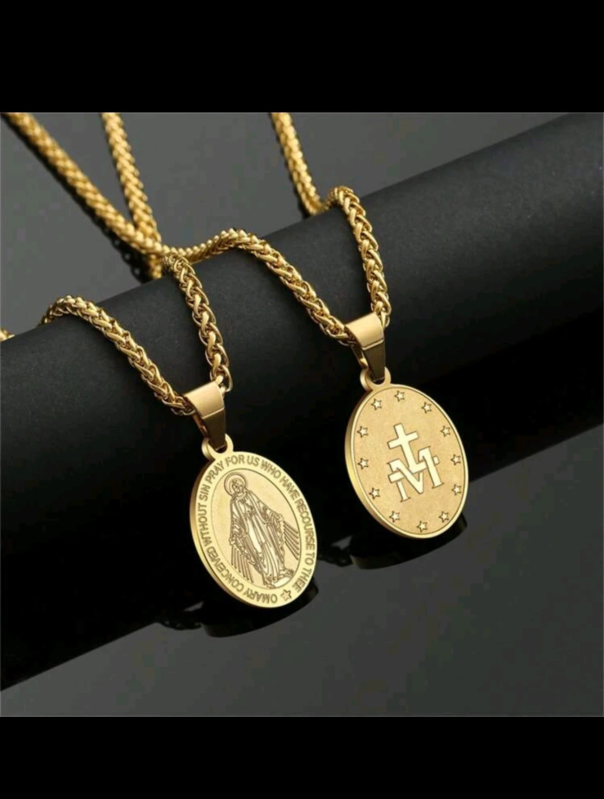 Cadena con Medalla Milagrosa de la Virgen María en Acero Inoxidable
