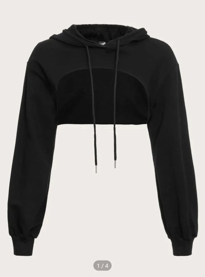 SHEIN Capucha súper corta con diseño con cordón sin camisola 2