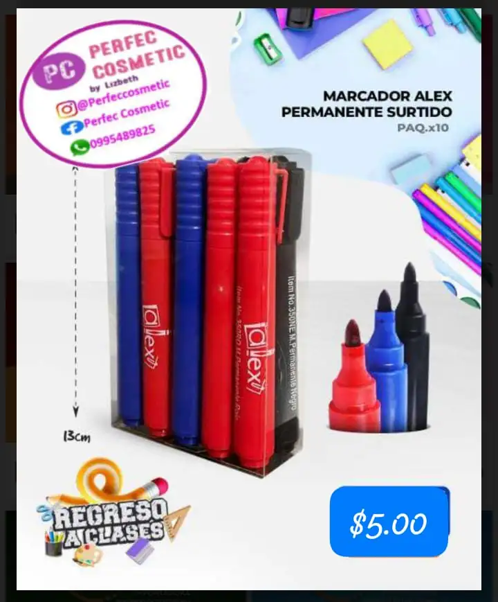 Marcador Alex Permanente surtido X 10