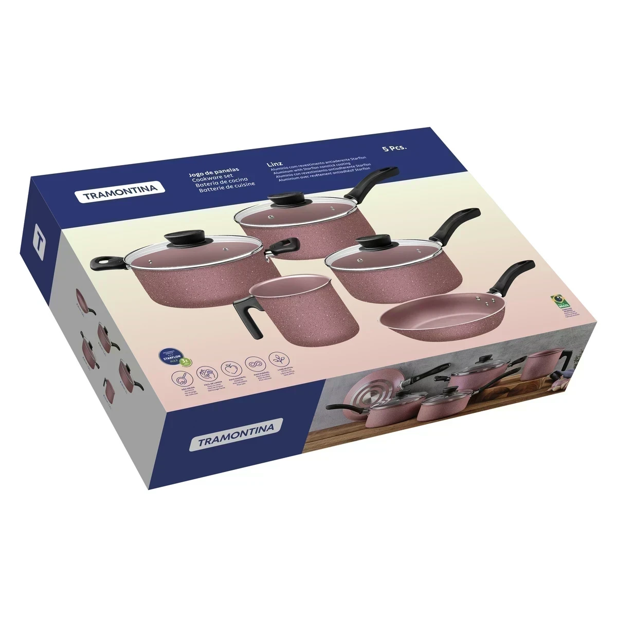 SET DE OLLAS TRAMONTINA 5 PIEZAS LINZ  3