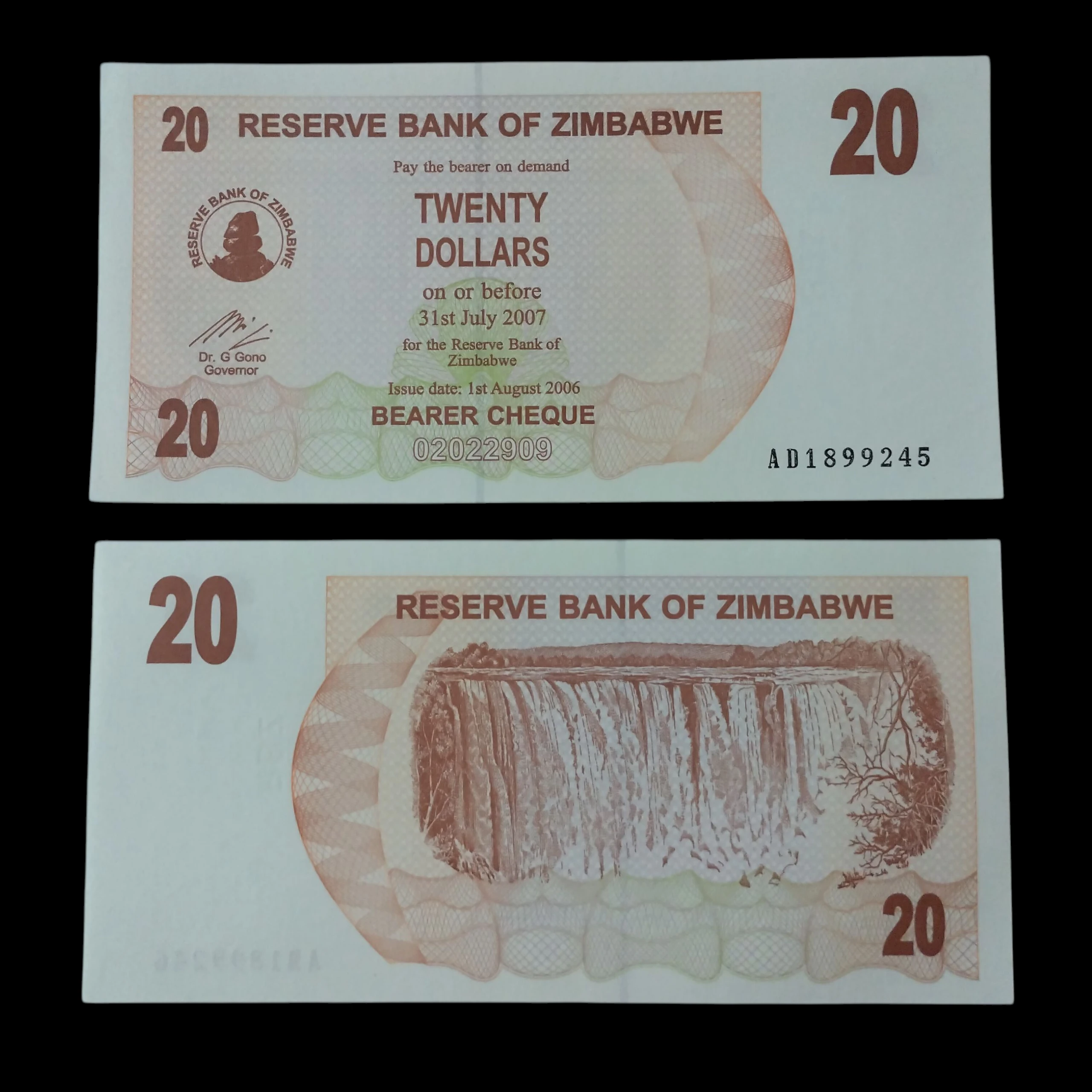 • Zimbawe 20 dolares UNC 