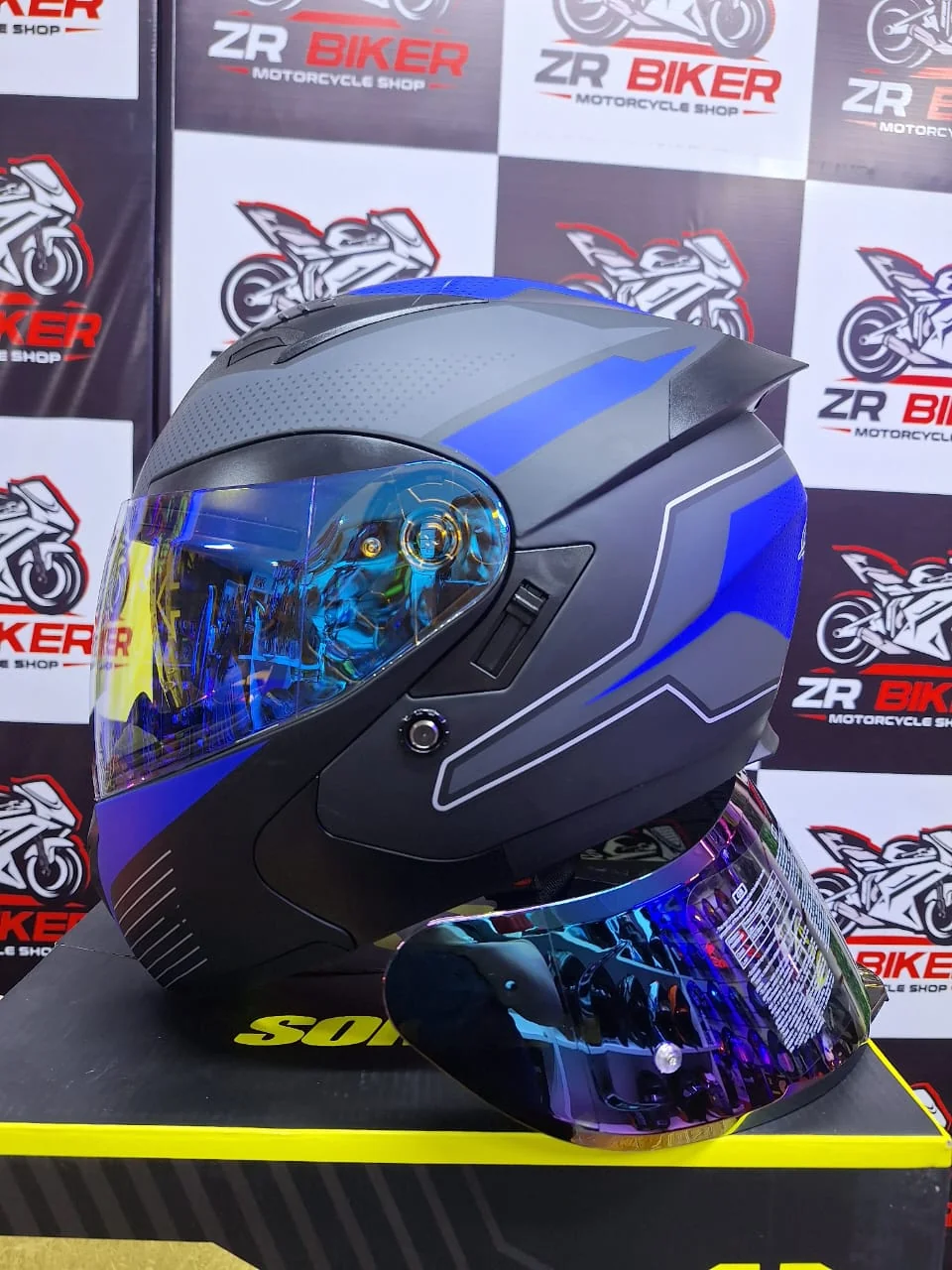 CASCO XTREME ABATIBLES AZUL Y NEGRO 