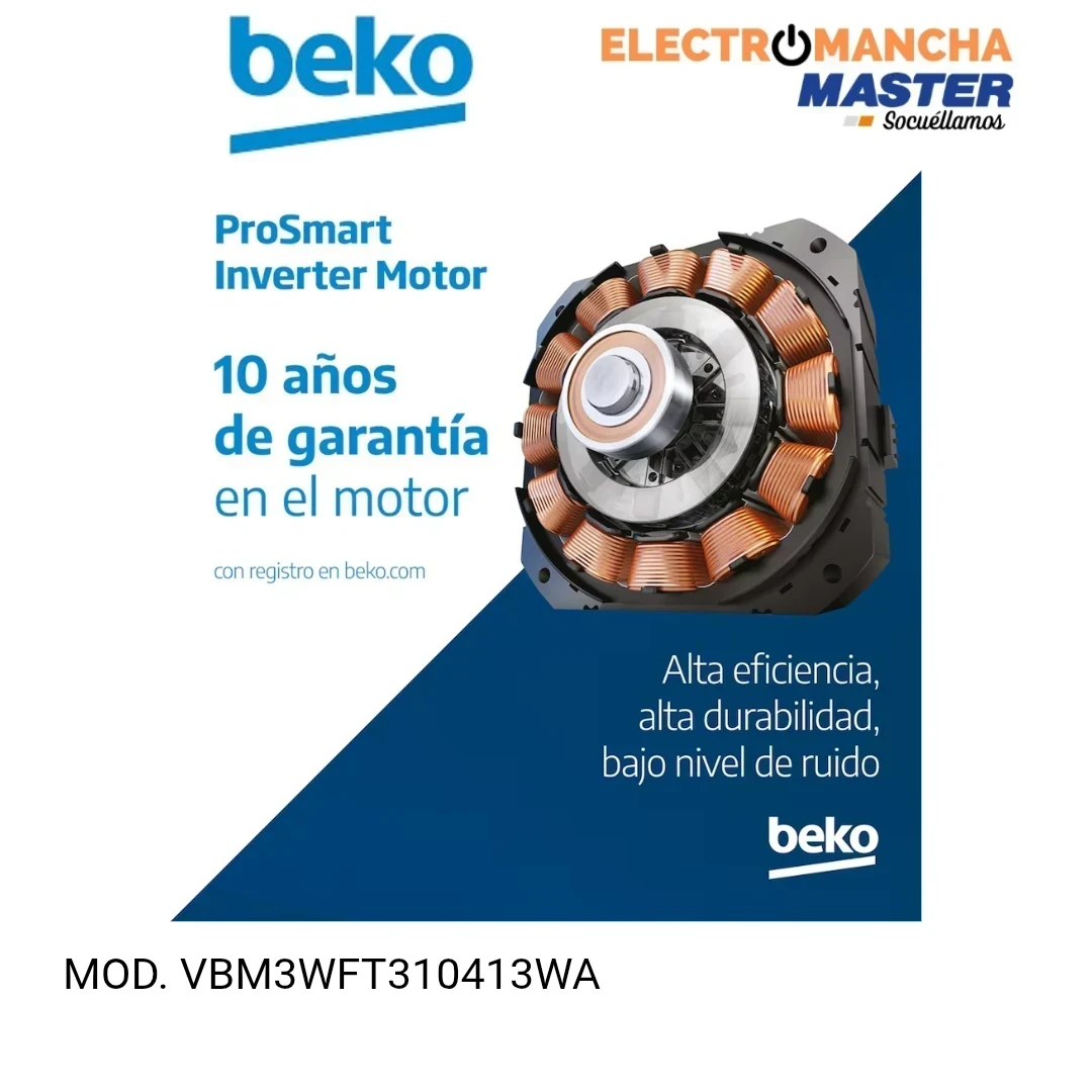 LAVADORA BEKO VBM3WFT310413WA 10 KILOS 1400 RPM. A  10