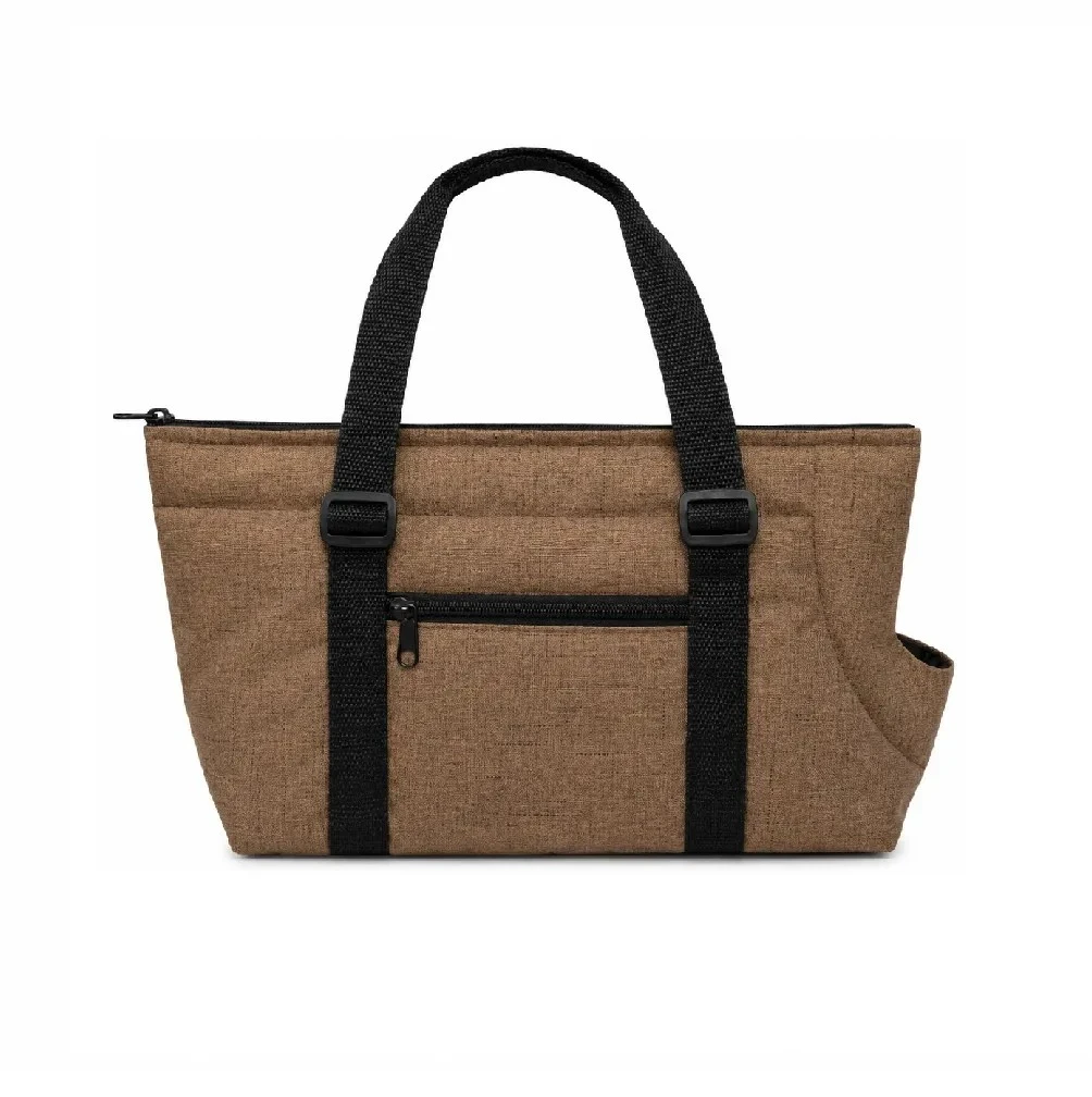 Cartera transportadora marrón jaspeada talla S